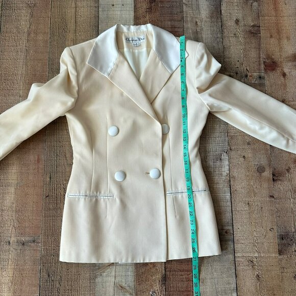 Christian Dior Womens Cream Double-Breasted Blazer & Skirt Set Size 8 - Picture 9 of 16